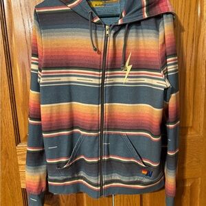 Aviator Nation Multicolor Striped Hoodie with Lightning Bolt